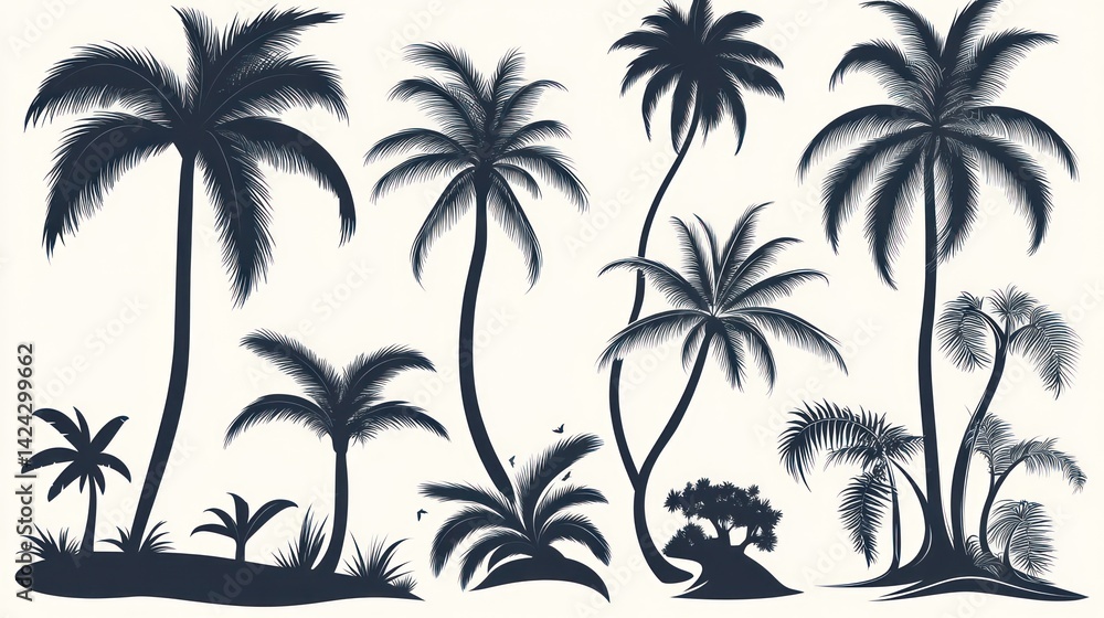 Obraz premium Tropical Palm Tree Silhouettes Vacation Design