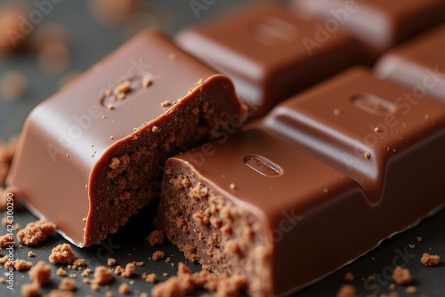 Obraz na płótnie Chocolate bars with crumbly texture close-up w salonie