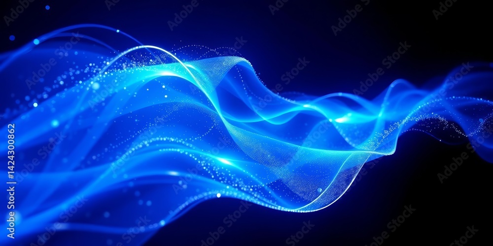 Abstract glowing blue plasma wave, vibrant core, dynamic electric particles on dark blue , mystical, dynamic Abstract glowing blue plasma wave, vibrant core, dynamic electric particles on dark blue , mystical, dynamic