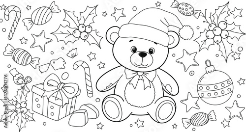 christmas teddy bear coloring page. you can print it on standard
