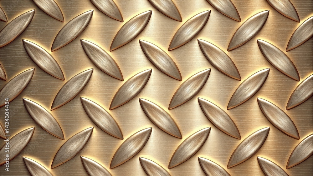 Textured golden metal surface with diamond patterns