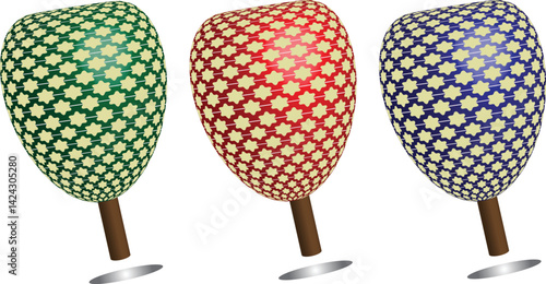 Colorful children's spinning toy with geometric patterns and star shapes