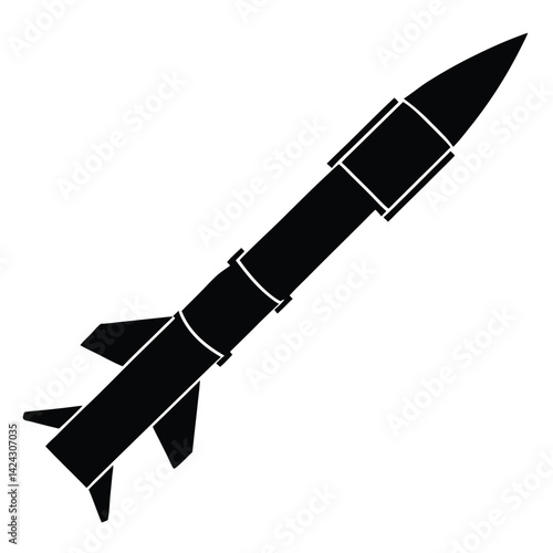 isolated Black military rocket launcher on white background