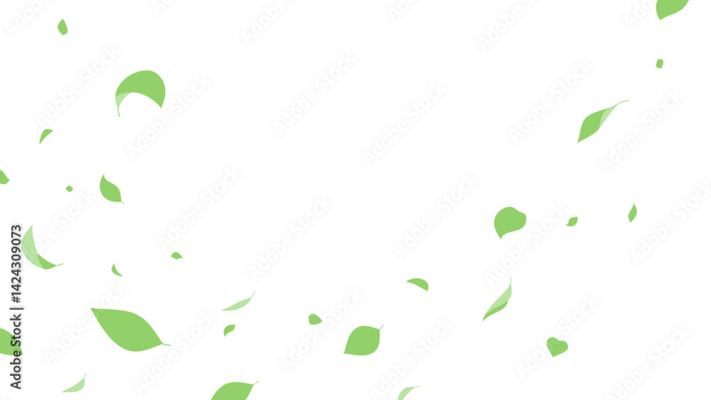 Fototapeta premium シンプルな葉っぱが舞う背景イラスト_16:9