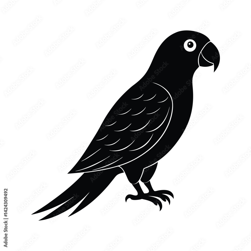 Fototapeta premium Parrot silhouette isolated on white background