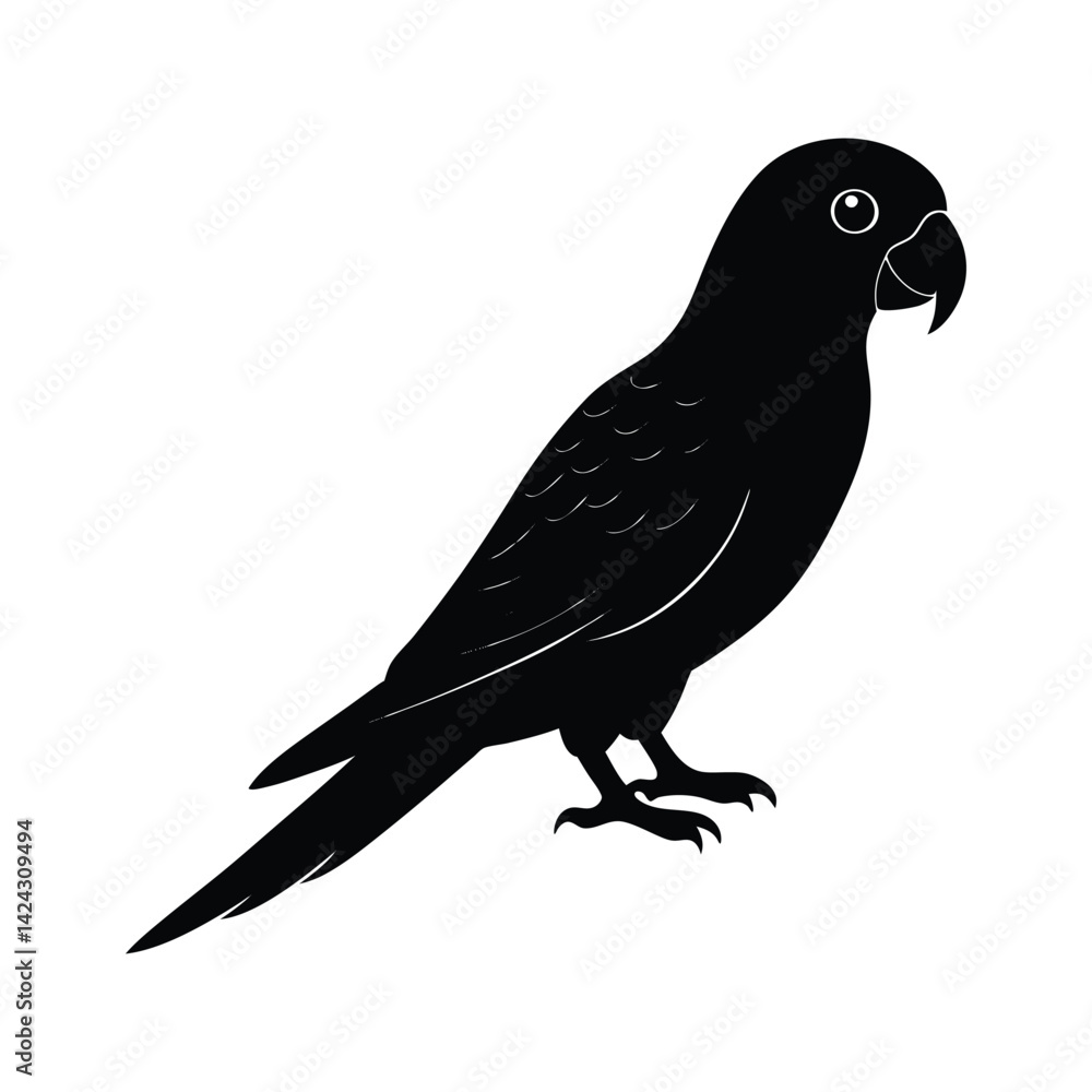 Fototapeta premium Parrot silhouette isolated on white background