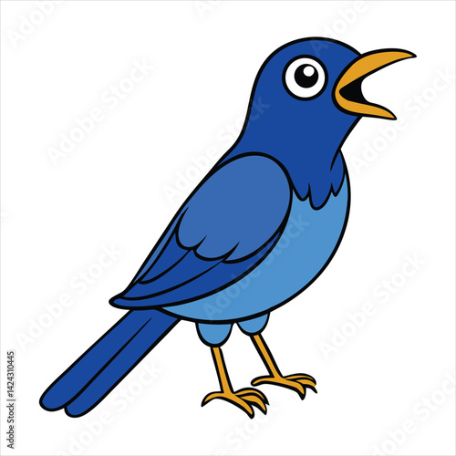 Cartoon blue whistling thrush vector illustration