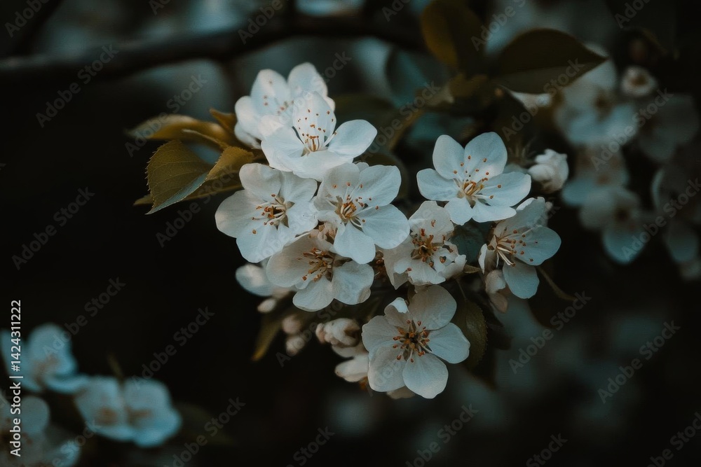 Delicate White Flowers, Blossom, Spring Bloom, Nature's Beauty Delicate White Flowers, Blossom, Spring Bloom, Nature's Beauty
