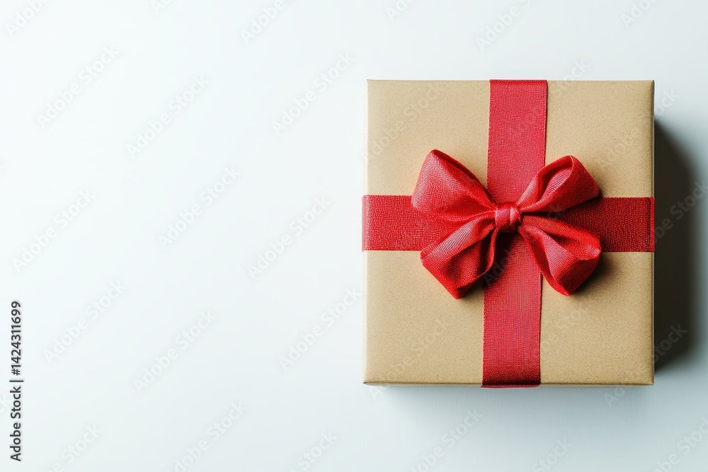 Simple gift box with red ribbon Simple gift box with red ribbon