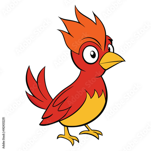 Rooster and hen cartoon vector illustration with cute farm birds