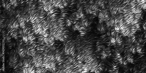 fur texture background. Black Fur Texture Background, Dark Fluffy Hair Material, Soft Shaggy Textile. High Contrast Monochrome Art, Mysterious Grunge Flow for Posters, Covers, and Digital art.
