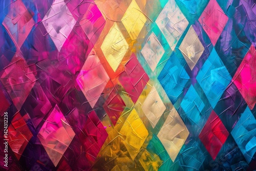 vibrant diamond pattern painting background