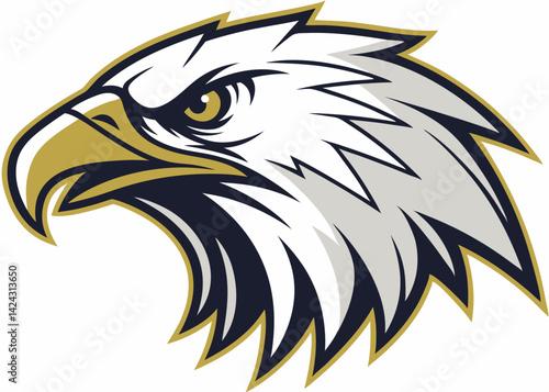 Detailed eagle head vector graphic illustration for sports team or mascot design