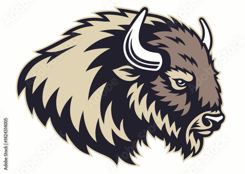 Bison head vector illustration mascot design with intricate details and sharp lines