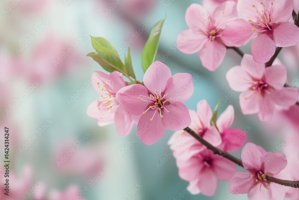 Fototapeta premium Delicate Pink Blossoms: Spring Flowers in Bloom