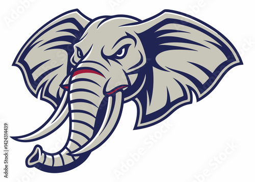 Fierce elephant head mascot vector illustration for sports team emblem design