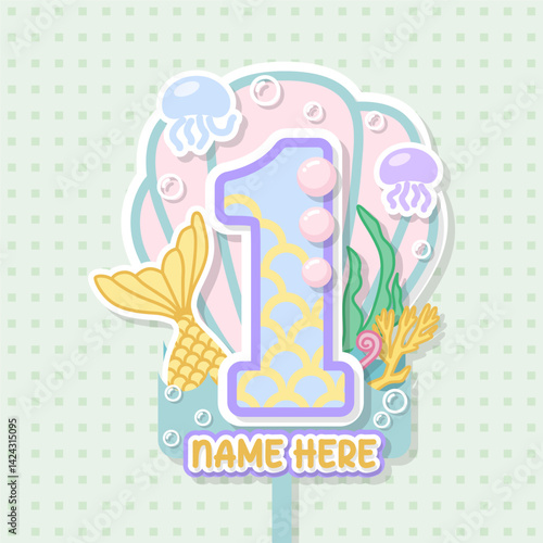 cute pastel mermaid cake topper for decoration birthday cake