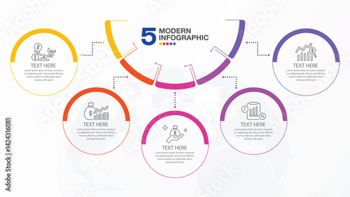 Half circle infographic 5 option.