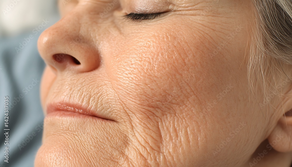 Obraz premium Mature Woman's Face, Close-Up, Wrinkles