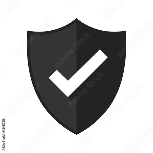 Black shield icon with checkmark symbolizing protection  