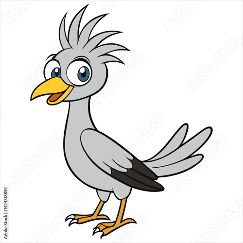 This is a cute cartoon illustration of a flying vulture bird, a wild animal with a distinct beak and wings, depicted in a fun, vector art style