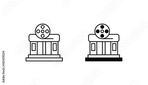 Cinema Building icon design with white background stock illustration