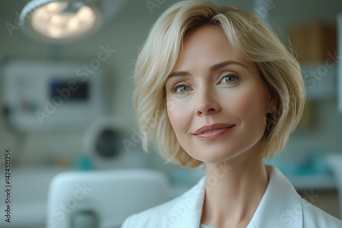 Free Download Portrait of smiling female healthcare professional in modern clinic, wearing white uniform, confident and friendly.

 - GFXLoad