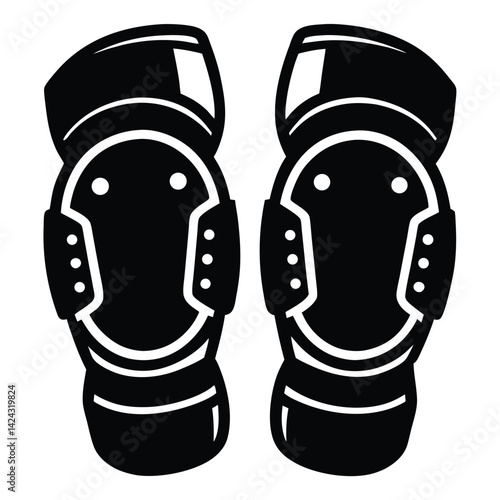 isolated Black military tactical knee pads on white background