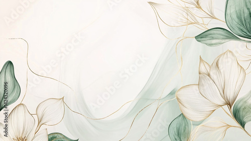 elegant earth tone watercolor art background vector with gold line accents perfect for invitation cards and wall decor