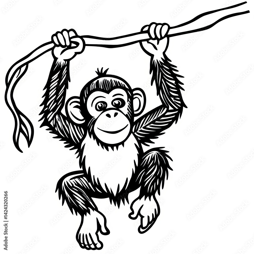Obraz premium chimpanzee line art