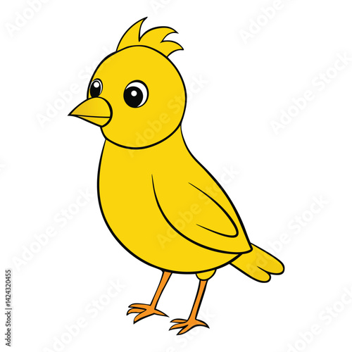 A cute yellow cartoon chick, a small baby bird and poultry animal, hatched from an egg on a spring farm, is a funny vector illustration, isolated as a character with a beak, like a young hen or duck 