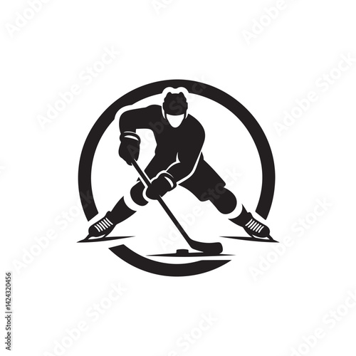 hockey player vector silhouette clip art illustration