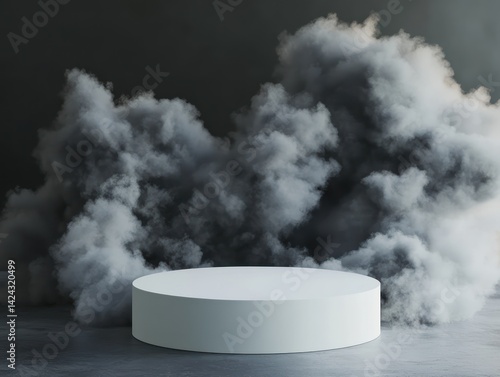 Obraz na płótnie white podium with smoke effect, product placement mock-up w salonie