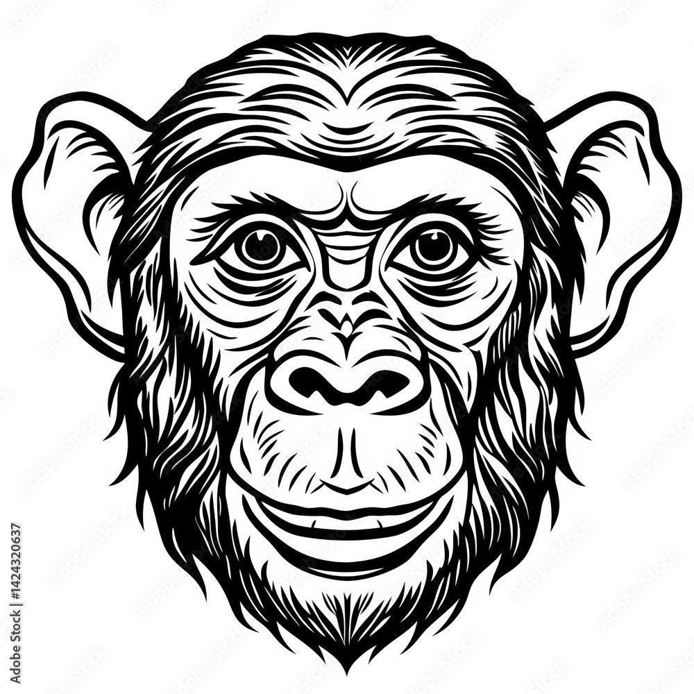 chimpanzee line art chimpanzee line art