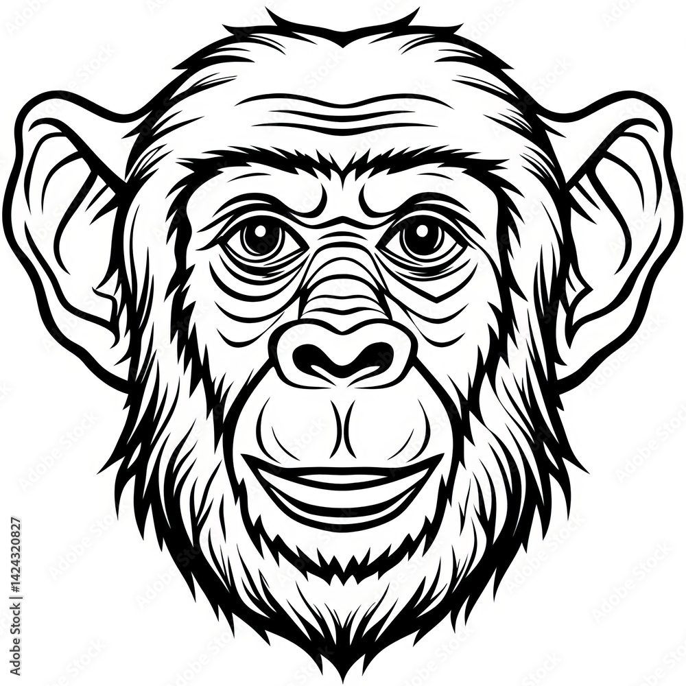 Fototapeta premium chimpanzee line art