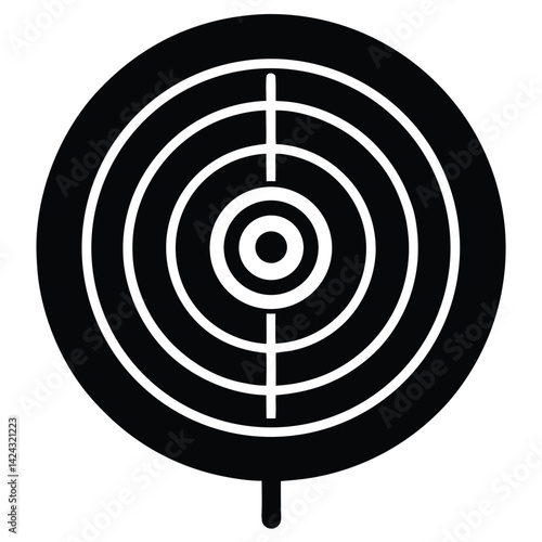isolated Black military target board on white background