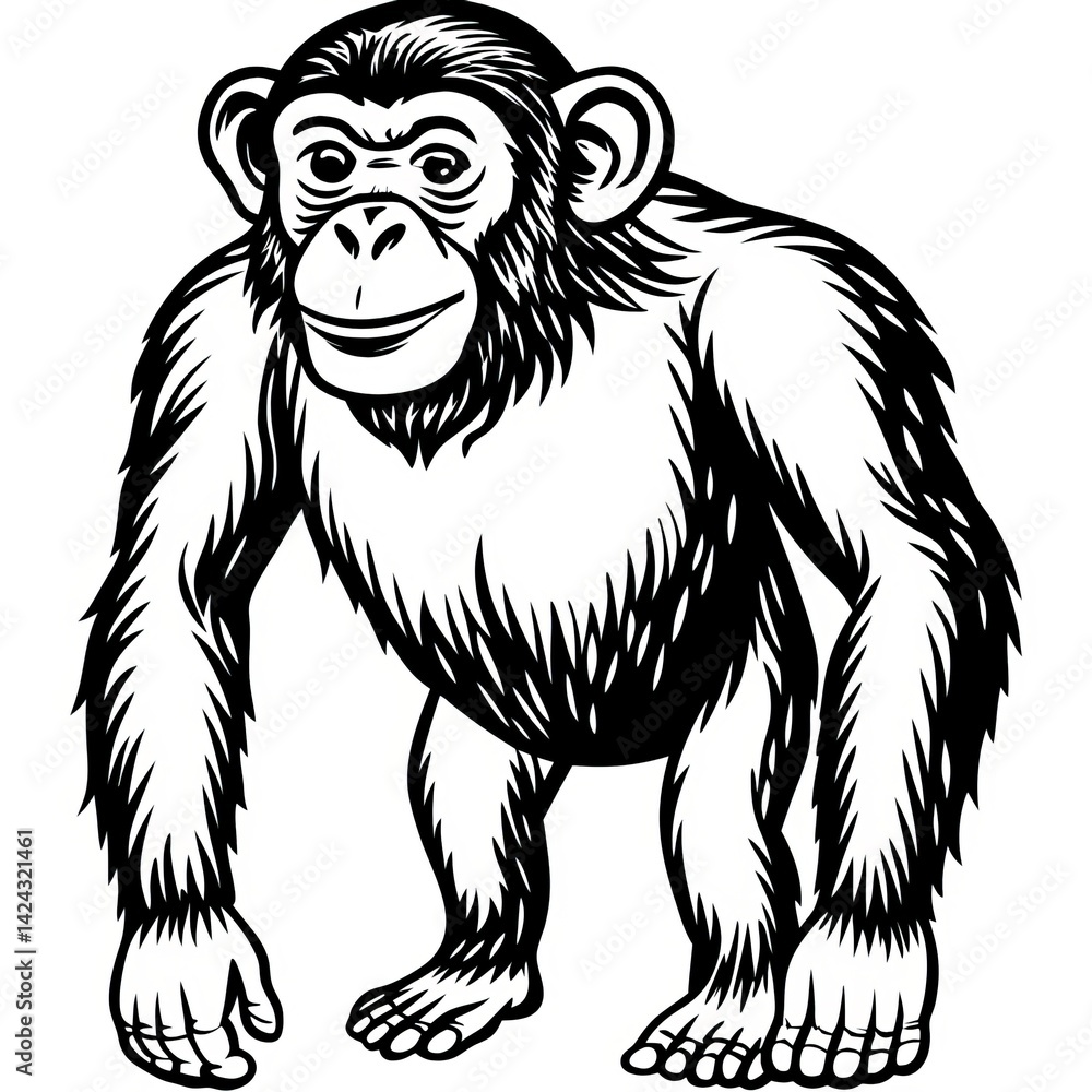 chimpanzee line art chimpanzee line art