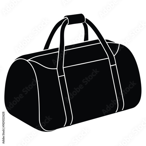 isolated Black military training gear bag on white background