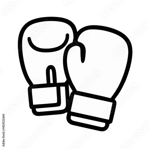 Boxing gloves illustration in simple line art style  