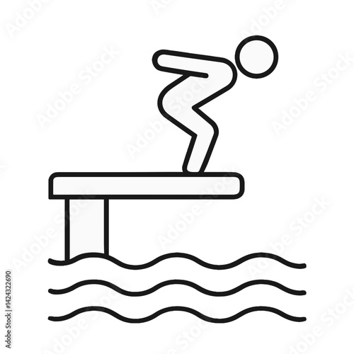 Diver Preparing to Jump from Diving Board into Water  