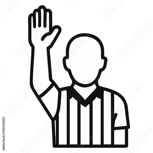 Referee signaling an action with raised hand in a sports game  