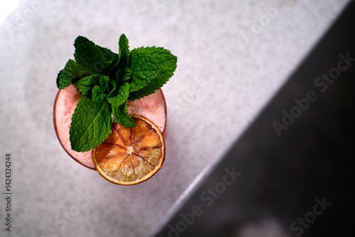 strawberry cocktail smoothie with mint