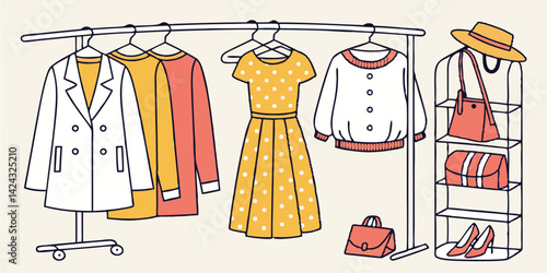 set of clothes hangers and shoes