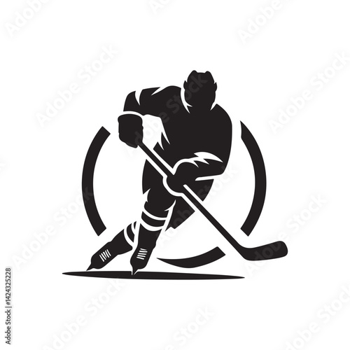 hockey player vector silhouette clip art illustration
