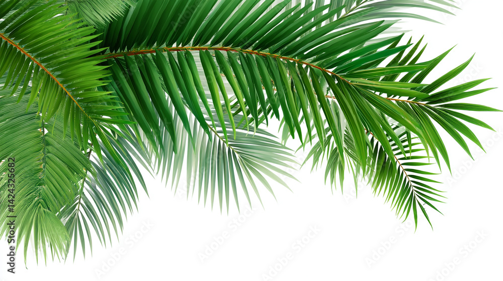 Naklejka premium palm tree isolated on white Tropical palm leaf isolated on white background