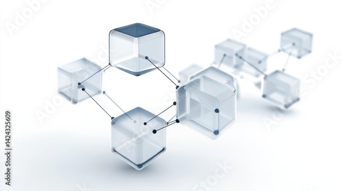 Abstract network of interconnected cubes