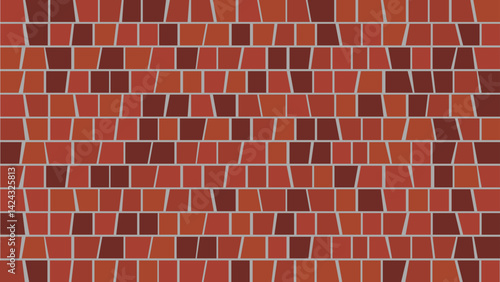 A red brick wall background. Brown tiles texture. Sidewalk red block surface. editable stroke. 