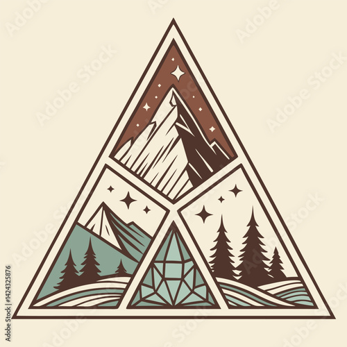 Set of Christmas tree pyramid icons in a festive winter design for holiday greeting cards