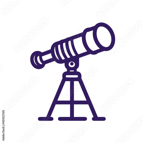 Telescope icon in minimalist design on a transparent background