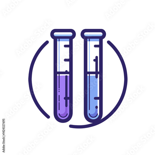 Chemical test tubes illustrating experimentation and research  on a transparent background